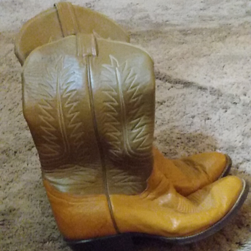 Tony Lama Ostrich Skin Cowboy Boots Size 9D Good Condition Vintage Antique